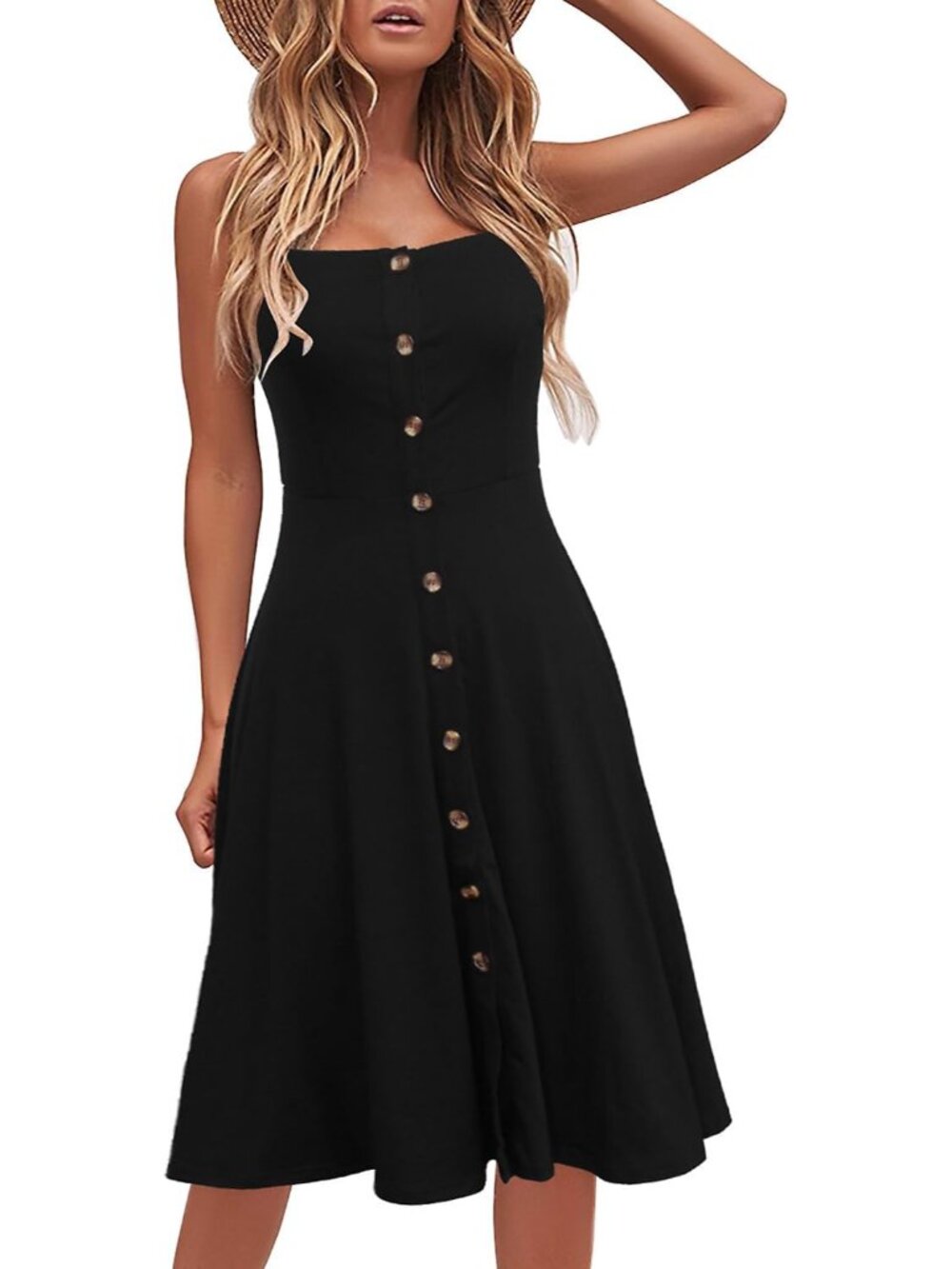 Women's Casual Beach Summer Dresses 2026 Solid Cotton Flattering A-Line Spaghett